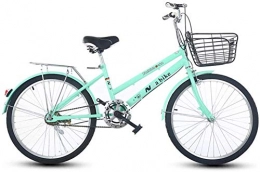 XYLUCKY Comfort Bike XYLUCKY 24 Inch Women's Bicycle With Car Basket, 6 Speed Shift Double Disc Brakes City Light Commuter Retro Ladies Adult, Blue