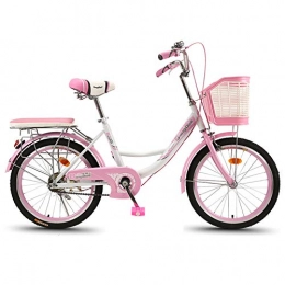 XYLUCKY Bike XYLUCKY Women Bicycle with Basket, Adults Bike, 1-Speed, Women's Step-Through Hybrid Alloy Beach Cruiser, Pink, 20 Inch