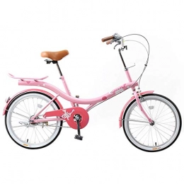 YYONGAO Folding Bicycles, 20-inch City Car Lady-style Adult Student Lightweight Commuter Bike (Color : Pink, Size : Single speed)