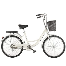 ZEYHOME Comfort Bike ZEYHOME Road Bike for Men and Women, Commuter Bike Classic Bicycles with Basket Rear Racks, Seat Handlebar Height Adjustable, Single Speed Bike for Leisure Shopping & Picnics(34inch, White)