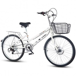 ZHIPENG Bike ZHIPENG Bike for Adults Womens, 26 Inch 6 Speed Bicycle, Lightweight Portable Alloy Frame Cruise Cycling, Rear Carry Rack, for Students, Ladies, Urban Compact Commuters, White
