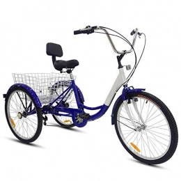 ZHIRCEKE Adult Tricycle Single Speed 7 Speed Three Wheel Bike Cruise Bike 24inch Seat Adjustable Trike with Bell, Brake System and Basket Cruiser Bicycles Size for Shopping,5
