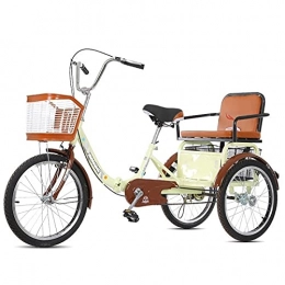 Zyy Comfort Bike zyy Adult Three Wheel Tricycle Single Speed Hybrid 1 Speed Foldable Tricycle with Basket for Adults and Rear Basket Hold Vegetables Fruits Women Men Seniors Beige