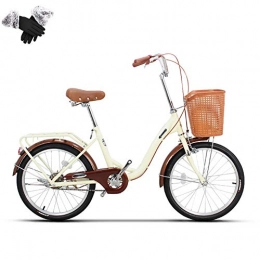 ZZD Bike ZZD 20 / 24 Inch Cruiser Women's Comfortable Bike, City Commuter Bike with Front Basket, Carbon Steel Frame and Aluminum Alloy Wheels, for Commuting and Outdoor Outings, Beige, 20in