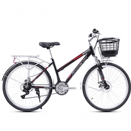 ZZD Comfort Bike ZZD 21-speed Retro Lightweight Aluminum City Commuter Bike, 26-inch Men's and Women's Comfortable Road Bike with Front Fork Shock Absorption and Dual Disc Brakes, Red