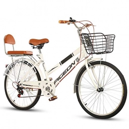 ZZD Bike ZZD 22 / 24 / 26 Inch 7 Speed Women's Commuter Bicycle, Comfort Bike Beach Cruiser City Bike with Front Basket and Back Seat for Outdoor Commuting and Outings, White, 22in