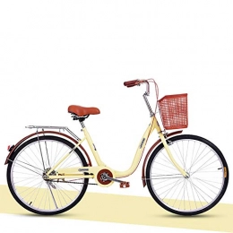 ZZD Bike ZZD 22 / 24 Inch Women Comfortable Bicycle, Adult Male and Female City Commuter Bicycle, Double Brake, with Front Basket and Adjustable Seat, 22in