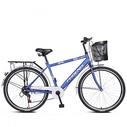 ZZD Bike ZZD 7-speed Men's and Women's Commuter Bikes, Carbon Steel Comfortable City Bikes with Handlebar Shifting and Dual Brakes for Outings and Work, Blue