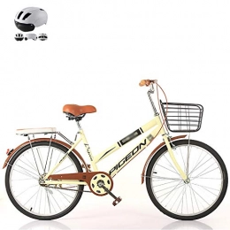 ZZD Bike ZZD Women's City Comfortable Bicycle, 22 / 24 / 26 Inch Shopping Commuter Bike, Carbon Steel Frame and Dual Brakes, for Outdoor Riding and Work, Beige, 22in