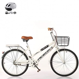 ZZD Comfort Bike ZZD Women's City Comfortable Bicycle, 22 / 24 / 26 Inch Shopping Commuter Bike, Carbon Steel Frame and Dual Brakes, for Outdoor Riding and Work, White, 22in