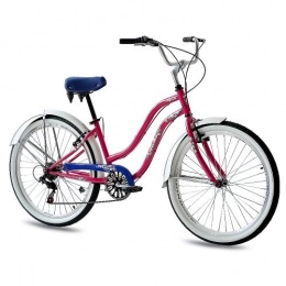 KCP Bike 26" KCP BEACH CRUISER COMFORT BIKE Ladies ALOHA 2.0 6S SHIMANO pink (p) RETRO LOOK - (26 Zoll)