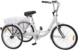AJ FASHION Adult Tricycle Trike 3-Wheel Bike Cruiser Cycling for Outdoor Sports (White, 16")