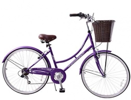 Ammaco Cruiser Bike Ammaco Classique 26" Wheel Heritage Traditional Classic Ladies Lifestyle Bike & Basket 19" Frame Dutch Style Purple