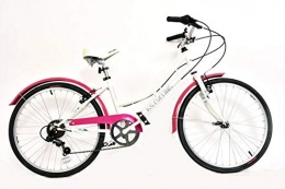 KS Cruiser Bike KS Cycling Junior Girls Cruiser Bicycle, 24" Wheels, 6 Speed Shimano - Off White / Pink