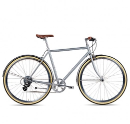 Populo Bikes Legend 8-Speed Classic All City Bike Steel Urban City Commuter Bicycle, Silver, 54cm/Medium