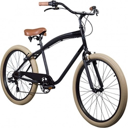 Pure Cycles Cruiser Bike Pure City Men's 7-Speed Cruiser Bicycle, 26" Wheels / 17.5" Frame, Brewster Black / Cream
