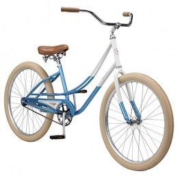 Pure Cycles Cruiser Bike Pure City Women's 1-Speed Cruiser Bicycle, 26" Wheels / 15.5" Frame, Kusshi Blue / Gold / White