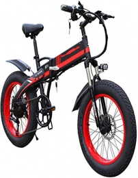 RDJM Electric Bike Ebikes, Folding Electric Bicycle Moped 20  4.0 Inch Beach Snow Fat Tire Mountain Bike Fat Tire Ebike 1000w Wide Rim Electric Mountain Bike 48v 10ah Battery 35km / H 20inch 7-speed ( Color : Red500w )