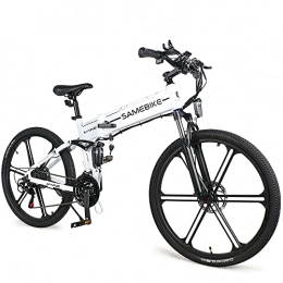 Samebike Bike UK Next Working Day Delivery SAMEBIKE L026-� � 26" Electric Mountain Bike 48V 10AH, Folding Electric Bicycle for Adults with Shimano 21 Speed & LCD Display(White)