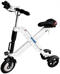 Woodtree Electric Bike ? 350 W portable electric bike / bicycle with folding pedal and Fat Tire Power Assist-aluminum frame, H Maximum speed up to 25 km / h with one range of 50 km, White (Color : White)