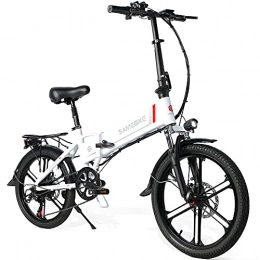Samebike Bike (White) 20 Inch Samebike 20LVXD30 Electric Bike Aluminum Alloy Suspension Mountain Frame 48V 10.4AH, 350W
