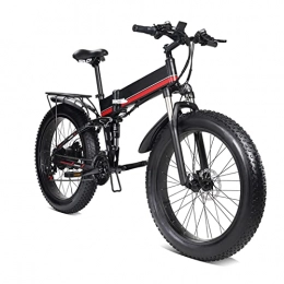 Electric oven Electric Bike 1000W Electric Bike 48V Motor for Men Folding Ebike Aluminum Alloy Fat Tire ​MTB Snow Electric Bicycle (Color : Red)