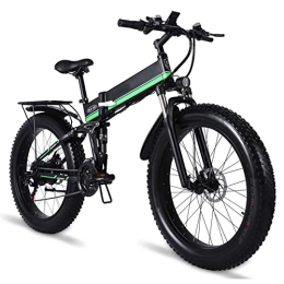 Electric oven Electric Bike 1000w Foldable Electric Bike 28 Mph Electric Bicycle 26 Inch Fat Tire with Lcd Display 48v Removable Lithium Battery E Bikes for Adults (Color : Green, Speeds : 21)