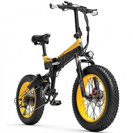 TGHY Electric Bike 1000W Folding Electric Bike for Adults 20" 4.0 Fat Tire Mountain Beach Snow Electric Bicycles 7-Speed E-Bike with Removable 12.8Ah Lithium Battery 35km / h 65km Range, Yellow