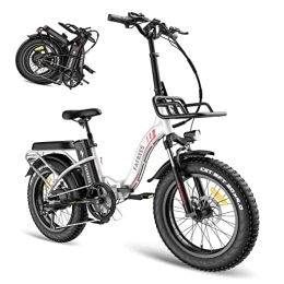 Fafrees Bike 1080Wh Electric Bike, Folding Electric Bike 48V 22.5Ah Battery with SAMSUNG Cells, 100KM Mileage Ebike for Adults , 20*4.0" Electric Mountain Bike Shimano 7 Speed, Fafrees Official F20 Max 2023 White