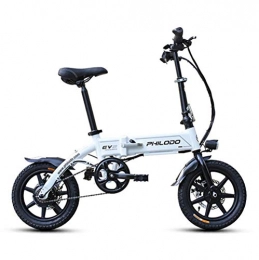 LOO LA Bike 14'' Electric Foldable Bike, Convincied Lamtwheel Folding Electric Bike for Adults with LCD Screen Tire Lightweight With Removable Large Capacity Lithium-Ion Battery (36v 250w 8ah), White