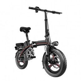 CHXIAN Bike 14-inch Electric Bike Foldable Aluminum Alloy Frame Dual-disc Brake 48V Lithium Battery 400W Permanent Magnet Brushless Motor Urban Man And Women Electric Mobility Bicycle (Color : Black)