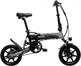 FFSM Electric Bike 14 Inch Folding Electric Bicycle, 400W Motor, Full Suspension, Double Disc Brake, with LCD Display, 5 Level Pedal Assist (Color : Black Grey, Size : 8.7Ah+1 Spare Battery) plm46 (Color : Black Grey)
