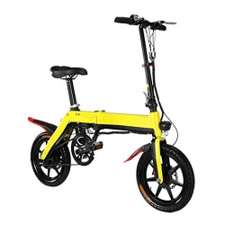 PU-bike Electric Bike 14 Inches Folding Electric Bike 350W Brushless Motor 10.4AH Lithium Battery 25km / h Electric Moped Bicycle Max Load 120kg Adult City eBike (Color : Yellow, Size : 125x59x101cm)