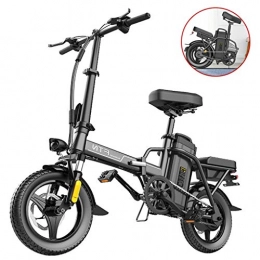 ZJGZDCP Bike 14Inch Folding Electric Bike Snow Bicycle 48V 350W Removable Lithium Battery E-bikes Rear Wheel Motor Max Speed 25Km / h Mountain Bicycle Smart LCD Display ( Color : Black , Size : Endurance 300km )