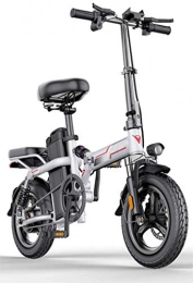 Bestting Electric Bike 14Inch Mini Electric Bicycle, Carbon Alloy E-Bike with GPS Positioning, LCD Meter Removable 48V Lithium Battery for Adult Men And Women, Ultralight And Convenient, White, A