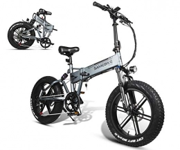 HSART Bike 20" Electric Bike 500W Fat Tire Ebike for Adults, Folding Ebikes Bicycle with 48V 10.4AH Hidden Lithium Battery SAMEBIKE for Men Women(Gray), Gray