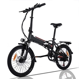 Winice Electric Bike 20" Electric City Bike Folding Ebike, Adult Electric Bicycle with 250W Motor, 36V 8A Removable Lithium-ion Battery, Shimano 7 Speed Transmission Gears (Black)