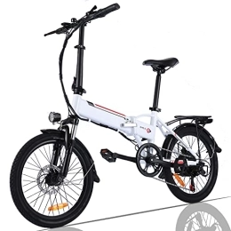 Winice Bike 20" Electric City Bike Folding Ebike, Adult Electric Bicycle with 250W Motor, 36V 8A Removable Lithium-ion Battery, Shimano 7 Speed Transmission Gears (White)