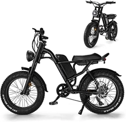 Ealirie Electric Bike 20" Fat Tire Electric Bike, Mountain Bike with 48V 15.6AH Removable Li-Ion Battery, Powerful Motor Beach Snow E-bike, Shimano 7 Speed Transmission Gears for Adults