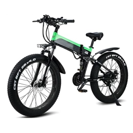 Electric oven Bike 20” Fat Tire Folding Ebike 1000W, with 48V12.8AH Lithium Battery Electric Bike 21 Speed Gear Mountain Foldable Electric Bicycle for Adults (Color : Green)