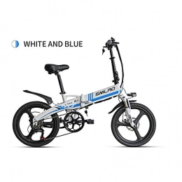 LOO LA Electric Bike 20' Folding Mountain Bike for Adult, 48V 8AH 350W Removable Large Capacity Lithium-Ion Battery, 7 speed Electric Mountain Bike, Mechanical disc brakes, Three Working Modes, Blue