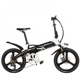 LANG TU  20'' Folding Pedal Assist Electric Bike Built-In 48V Lithium-ion Battery, 240W / 500W Strong Powerful Motor, Aluminum Alloy Rim & Frame, Front Wheel Quick Release (White-Black-I, 500W 14.5Ah, LCD Meter)