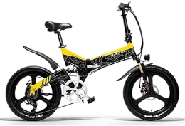 CCLLA Electric Bike 20 In Folding Electric Bike for Adult 400W 48V 120KM Magnesium Alloy E-Bike 20 2.4 Tire Anti-Theft System Electric Bicycle 3 working modes (Color : Yellow, Size : 10.4ah)