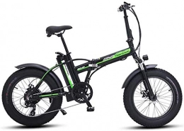 REWD Bike 20 Inch Electric Bicycle, Aluminum Alloy Folding Electric Mountain Bike with Rear Seat, Motor 500W, 48V 15AH Lithium Battery, Urban Commuter Waterproof E-Bike for Adult (Color : Black)