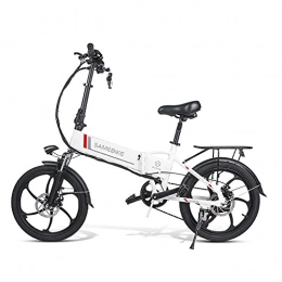 HUear Bike 20-Inch Folding Electric Bike, Portable Electric Bicycle With 350W 48V Motor 10.4Ah Detachable Lithium Battery Remote Control System, 3 Riding Modes, Charging Time Less Than 3 Hours-White