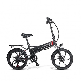 HUear Electric Bike 20-Inch Folding Portable Electric Bicycle With 350W 48V Motor 10.4Ah Detachable Lithium Battery Remote Control System, 3 Riding Modes, Charging Time Less Than 3 Hours-Black（UK 7-10 Days）