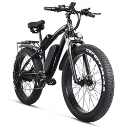 Electric oven Bike 24.8 MPH Electric Bike for Adults 26 inch Fat Tire Bicycle 1000w 48V 17AH Removable Lithium Battery, 21 Speed Aluminum Alloy Electric Mountain Bicycle with Rear Seat (Color : Black)