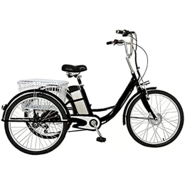 Generic Bike 24 inch adult electric tricycle 3 wheel bike for ladies lithium battery THREE rounds bike for elderly, Independent usable rear basket, 3 speeds