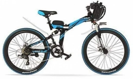 FFSM Electric Bike 24 inches, 48V 12AH 240W Pedal Assist Electrical Folding Bicycle, Full Suspension, Disc Brakes, E Bike, Mountain Bike (Color : Black White, Size : Plus 1 Spared Battery) plm46 (Color : Black Blue)