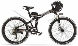 FFSM Electric Bike 24 inches, 48V 12AH 240W Pedal Assist Electrical Folding Bicycle, Full Suspension, Disc Brakes, E Bike, Mountain Bike (Color : Black White, Size : Plus 1 Spared Battery) plm46 (Color : Black Gray)